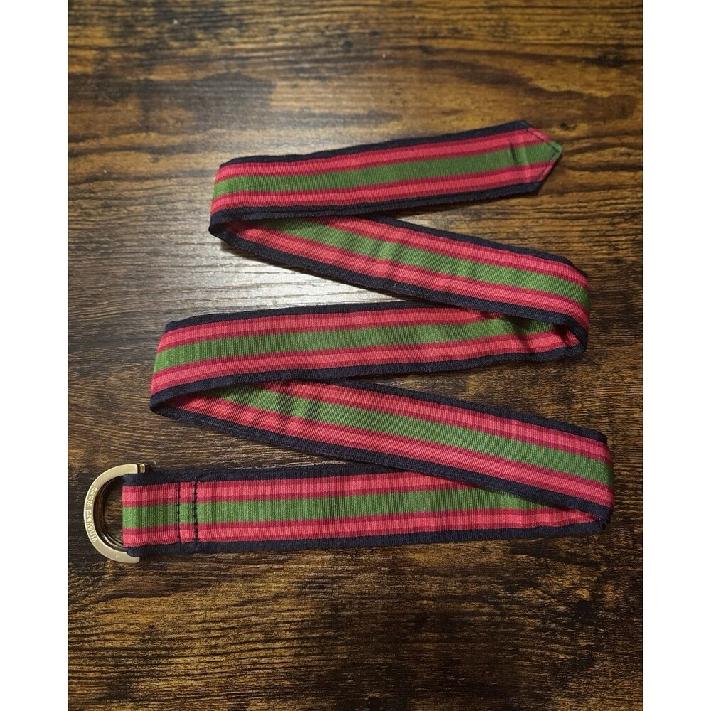Vineyard Vines Grosgrain Ribbon Stripe D-Ring Belt Pink Green Navy 36 inches